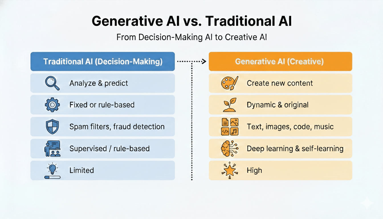 Generative AI vs Traditional AI 