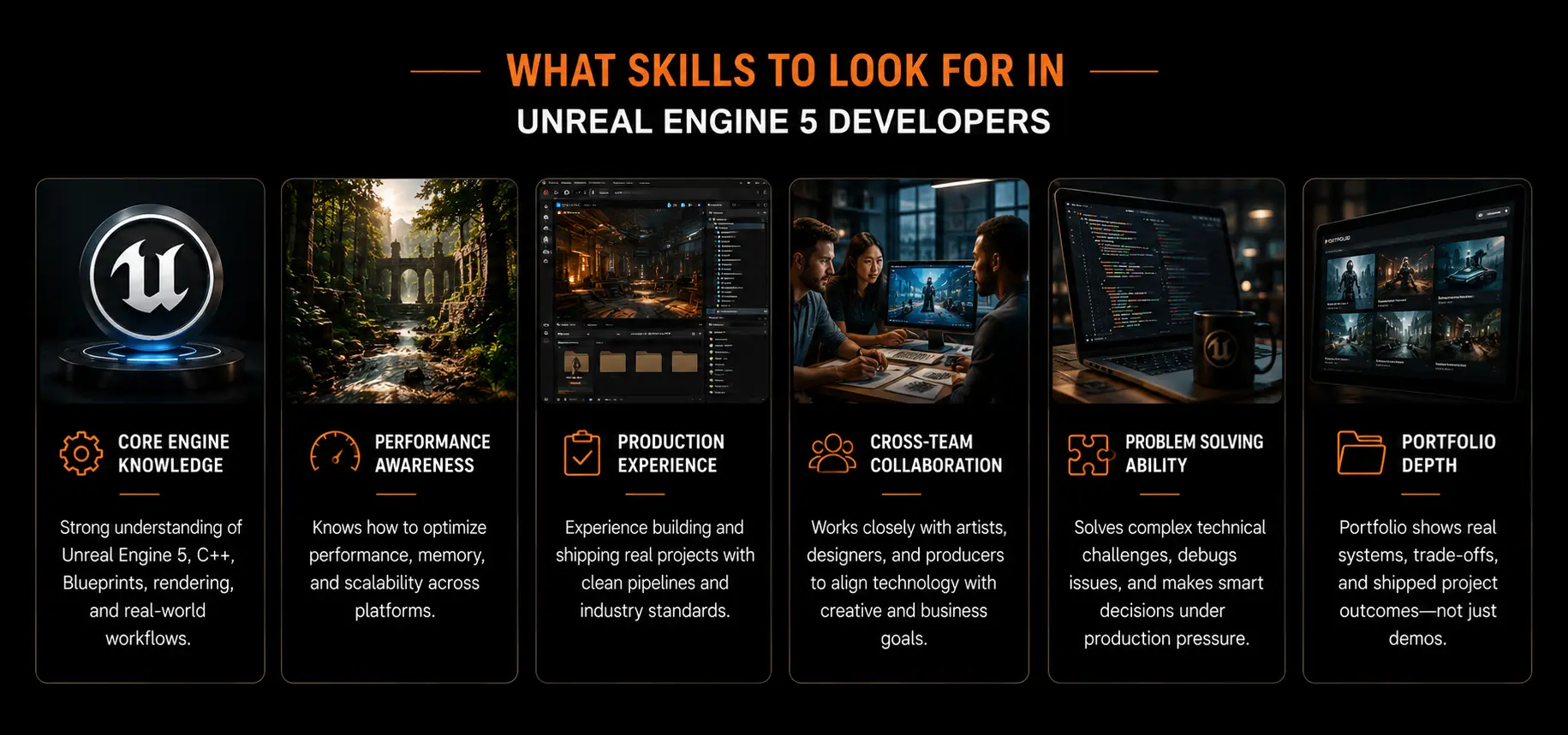 what skills look for in unreal engine 5 developers