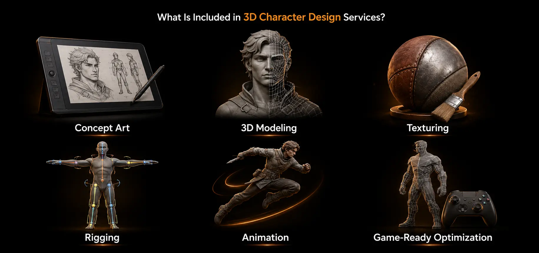 what is included in 3d character design service